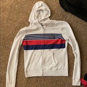 A cute red white and blue zip up sweatshirt